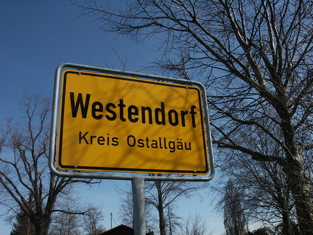 Ansicht Ortsschild Westendorf